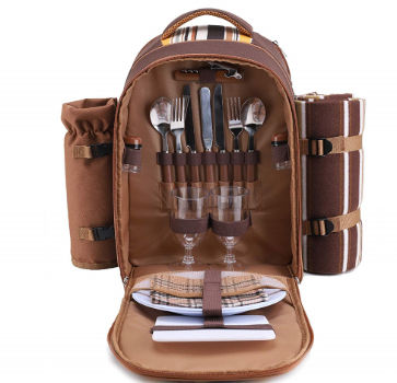 picnic backpack for 2 with blanket