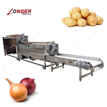 customized sweet potato rolling drum brush washing machine - Huafood machine  - Vegetable & Fruit Cleaning Machine，Potato Chips Production Line