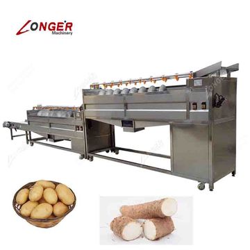 customized sweet potato rolling drum brush washing machine - Huafood machine  - Vegetable & Fruit Cleaning Machine，Potato Chips Production Line