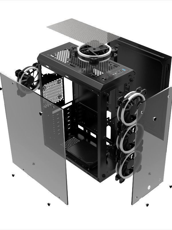Gaming Computer Case Tempered Glass Per-Installed A-RGB Fans, RGB ...