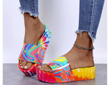 Shoes High-Heeled Sandals Wedge Sandals Art Wedge Sandals multicolored casual look 