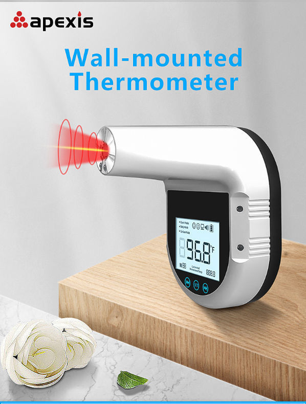 No Touch Infrared Forehead Thermometer with HD LCD Display Digital Wall Mounted Thermometer Alarm and Data Record 