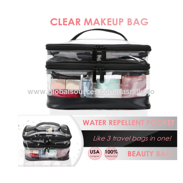 Buy Wholesale China Double Layer Compartments Transparent Waterproof Pouch  Travel Leather Women Beauty Organizer Clear Makeup Bag & Clear Makeup Bag  at USD 5.6