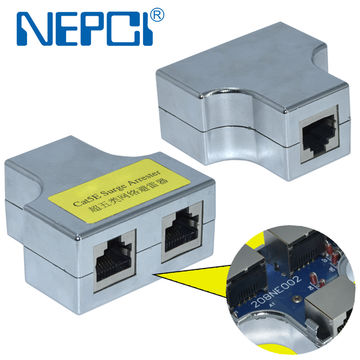 Protector contra sobretensiones CAT5E STP XJY-LA-03, conector modular Keystone blindado RJ45 hembra a hembra, SPD