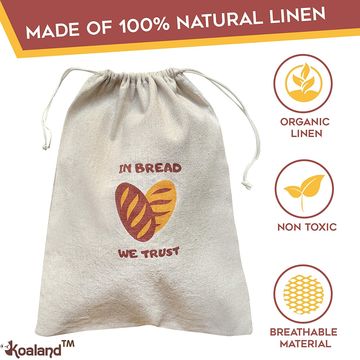 Linen Bread Bags, Pack of 4 Large and Extra Large Natural Unbleached Bread  Bags, Reusable Drawstring Bag for Loaf, Homemade Artisan Bread Storage