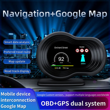 Voiture HUD Double Système Affichage Tête Haute Numérique OBD2/GPS Compteur  de Vitesse, Jauge Intelligente Voiture HUD Compteur de Vitesse Turbo RPM