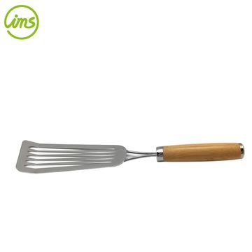 Stainless Steel Fish Spatula With Wooden Handle, Slotted Spatula