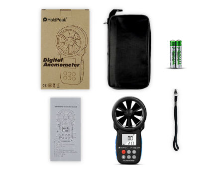 Anemometro Digitale HoldPeak 866B-APP Con Bluetooth - Palmare, Misura Vento E Temperatura, LCD Retroilluminato