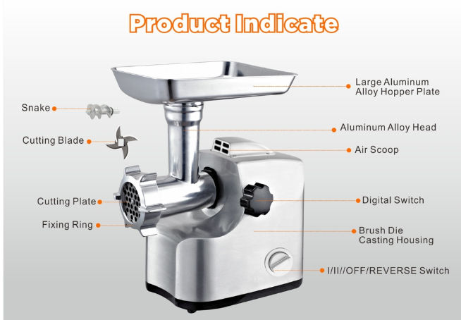 Buy Wholesale China All Metal Housing Powerful Meat Grinder For Home Use &  All Metal Housing Powerful Meat Grinder at USD 45.2