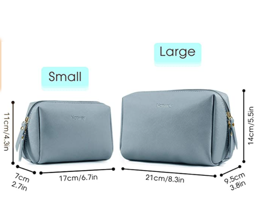 Makeup Bag Faux Leather - Double Zipper Large Cosmetic Bag Travel Toiletry  Pouch 