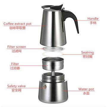 9 Cup Stovetop Coffee Maker Italian Espresso Stainless Steel Mocha Pot  Cafeteria