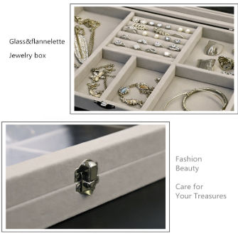 Velvet Glass Jewelry Ring Earring Display Organizer Box Tray Holder Storage  SK 
