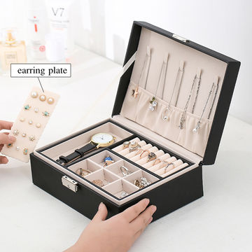 Lockable Leather Jewelry Box with Mirrored for Necklace Ring Earring Storage  - China Jewelry Boxes and Necklace Ring Box price
