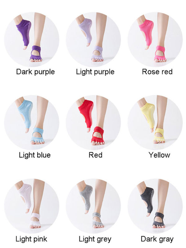 2 Paires Chaussettes Yoga à Orteils Séparés - Antidérapantes - Taille 35-42 - Coton