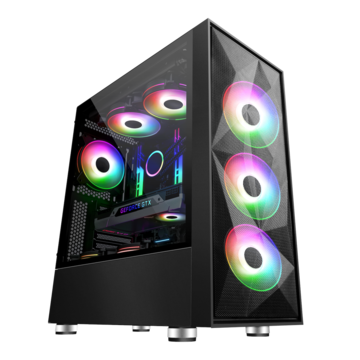 China SAMA 3708 diamond cutting metal mesh front panel gaming pc case ...