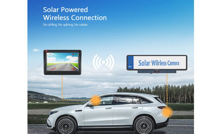 Newest wireless Digital Solar-powered European license frame Rear view EU car backup camera supplier