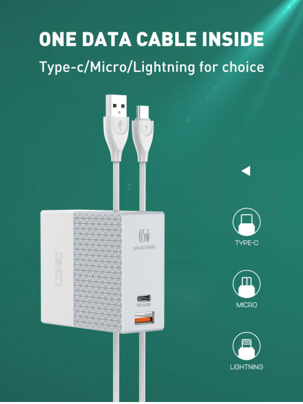 LDNIO A2620C 65W PD Mini Quick Charger USB C+A 10 LDNIO A2620C 65W PD Mini Quick Charger USB C+A 10