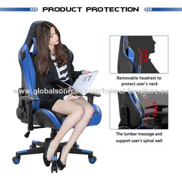 Ergonomic Racing Style Gaming Chair with U-Shaped Neck Pillow an Adjustable  Arms