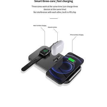 Soporte de carga inalámbrico multifunción 3 en 1 para cargador inalámbrico de Apple Watch