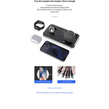 Soporte de carga inalámbrico multifunción 3 en 1 para cargador inalámbrico de Apple Watch