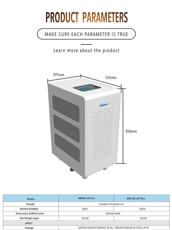 12000w12kw 48vdc Solar Power Inverter Hybrid Bi Directional Three Phase On Off Grid Inverter 2061