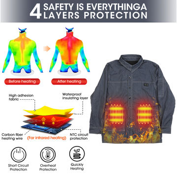 China Trendy Professional Heating Tech Men Blue Denim Heated Shirt With ...