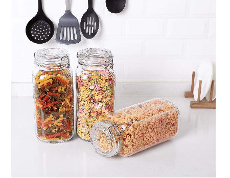 Square Airtight Glass Jar x 3 - 17oz + 34oz + 78oz