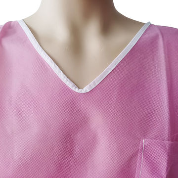 V-Ausschnitt, kurzärmeliges SMS-Krankenhauskittel, Einweg-Patientenhemd für das Krankenhaus