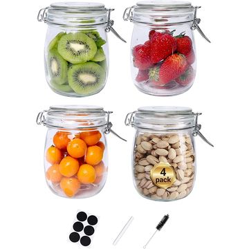 Clear Glass Jar with Lid and Spoon Sealed Canister Food Storage Container  for Loose Tea Coffee Bean Sugar Salt - China Bamboo Lid Glass Jar and Glass  Jar price