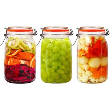 Kitchen Jars With Airtight Clip Lids Set Of 4 1500ml
