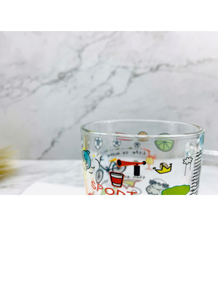 Buy Wholesale China Cartoon Children Glass Mug Clear Measuring Glass Milk  Cups With Scale And Lid Glass Water Bottle & Glass Mug at USD 1