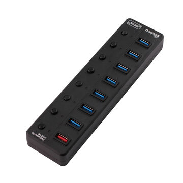 Powered USB Hub, 8-Port USB Hub 3.0 with SD/TF Card Readers, USB 3.0 Port  Hub with Individual On/Off Switches and 5V/4A Power Adapter, USB C Hub