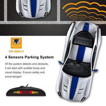Kit de Sensor de aparcamiento LED para coche, sistema de Radar de marcha  atrás, indicador de alerta de sonido, 4 sensores, 22mm