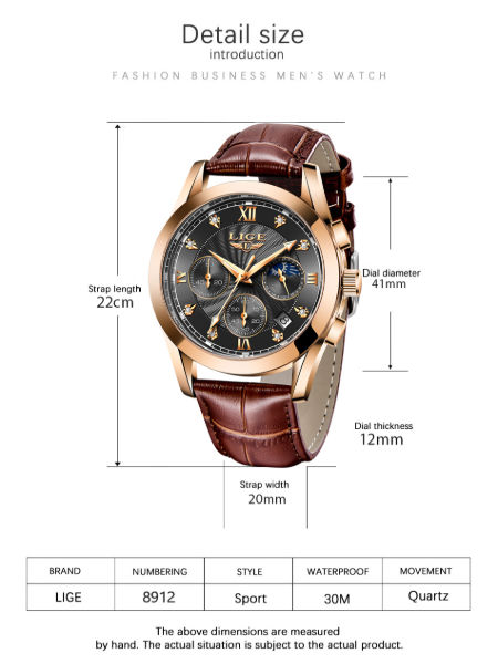 Fashion Men Watches Analog Quartz Wristwatches 30M Waterproof 
