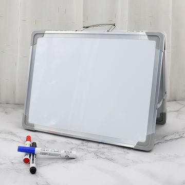 Petit tableau blanc effaçable à sec - 25cm x 25cm magnétique double face  mini tableau blanc chevalet avec support, tableau blanc portable magnétique  réglable à 360° pour