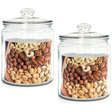 Daitouge Large Storage Glass Jars with Metal Lids, 5.5 Gallon (21000 ML)  Canisters - Super Wide Mouth Heavy Duty with for Storing Flour, Rice, Set  of