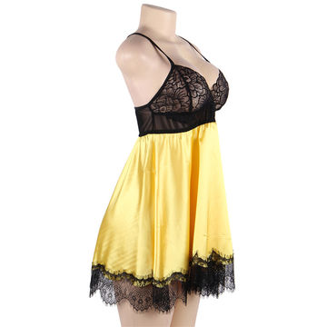 Wholesale Transparent Lace Golden Sleepwear Night Dress Sheer Plus Size  Babydoll Lingerie - Buy China Wholesale Lingerie $3.84