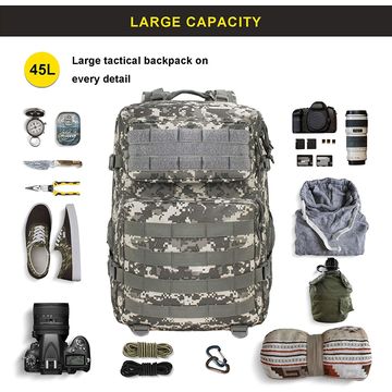Mochila de asalto táctico de 45L paquete de asalto de 3 días con mochila  impermeable Molle para mochilas tácticas, Azul lago, Mochila