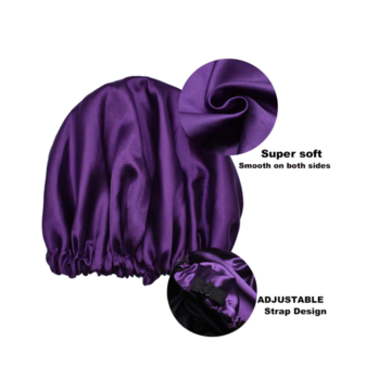 Long bonnet de couchage en satin pour fille - Bonnet long en satin - Pour  protéger les cheveux longs (noir + violet)