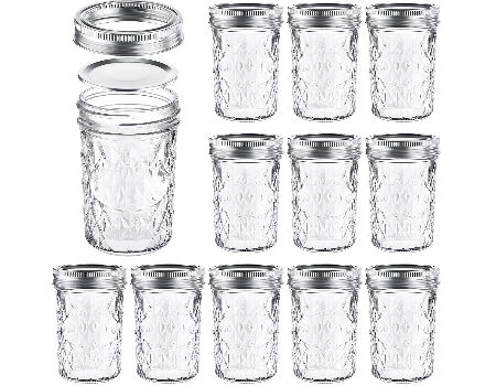 USA 12oz Iced Coffee Cup Reusable Mason Jar Cups + Metal Lid