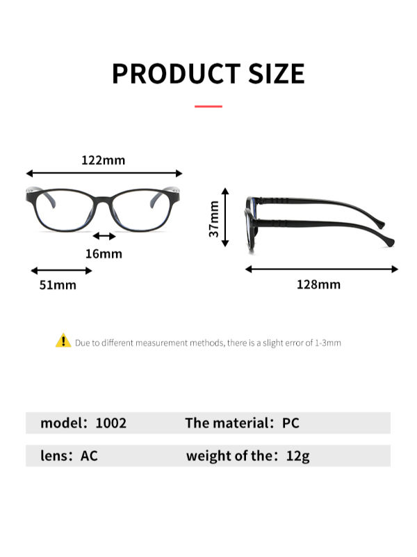 Frame Size Chart Youth Size Sunglasses 1002 New Children Anti Blue