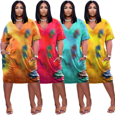 2021Fashion Women's Sexy Loose Tie-dye Printed V-neck Pockets Summer dresses  Women Plus Size Dress, Plus Size Dress Shift dresses Casual dress - Buy  China Casual dress,Plus Size Dress,shift dress on Globalsources.com