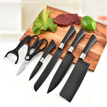 Colorful Kitchen Knife Set Non Stick Coating Blade 6 PCS Gift Knife Chef  Slicing Bread Utility Paring Knife with Ceramic Peeler