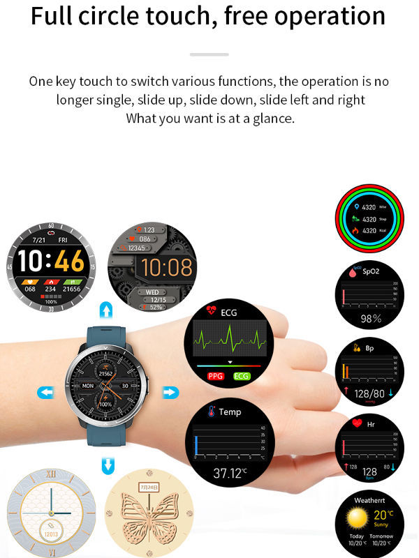 Smart Watch ECG Monitor M18 Plus Full Touch Temperature Smartwatch