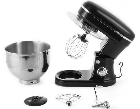 Black 1200W Stand Mixer 5L Stainless Steel Bowl and Strong Motor Whisk Beater 