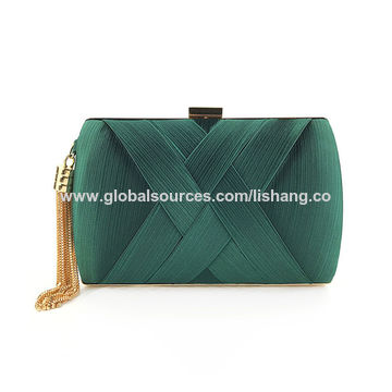 Gold Clutch Purse Evening Clutch With Tassel Silk Bridal Bags