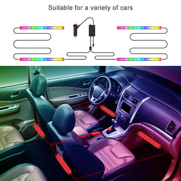 2 Stück Auto LED Lichter Innenraum, 7 Farben LED Innenraum Auto