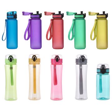 Travel Leakproof Frosted Plastic Water Bottle With Time Marker