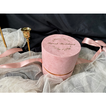 China Printed logo velvet round cylinder candy paper gift box wedding ...