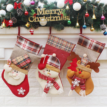 Sublimation Canvas Santa Sacks Socks Hanging Ornaments for Christmas